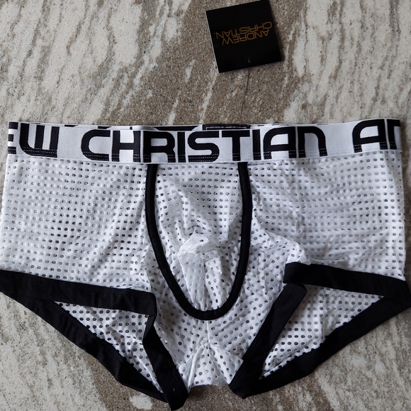 Andrew Christian Other - Men's Andrew Christian White and Black Almost Naked Mesh Boxer Size Large New